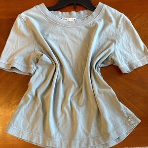 Zara Pale Blue Short Sleeve Crewneck Tee